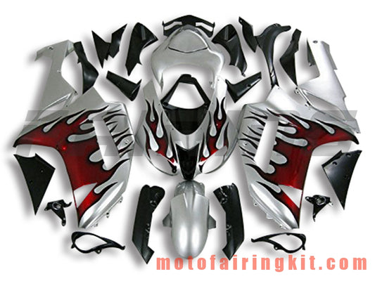 Fairing Kits Fit for ZX6R ZX-6R 636 2007 2008 ZX6R 636 07 08 Plastic ABS Injection Mold Complete Motorcycle Body Aftermarket Bodywork Frame (Silver & Red) B062