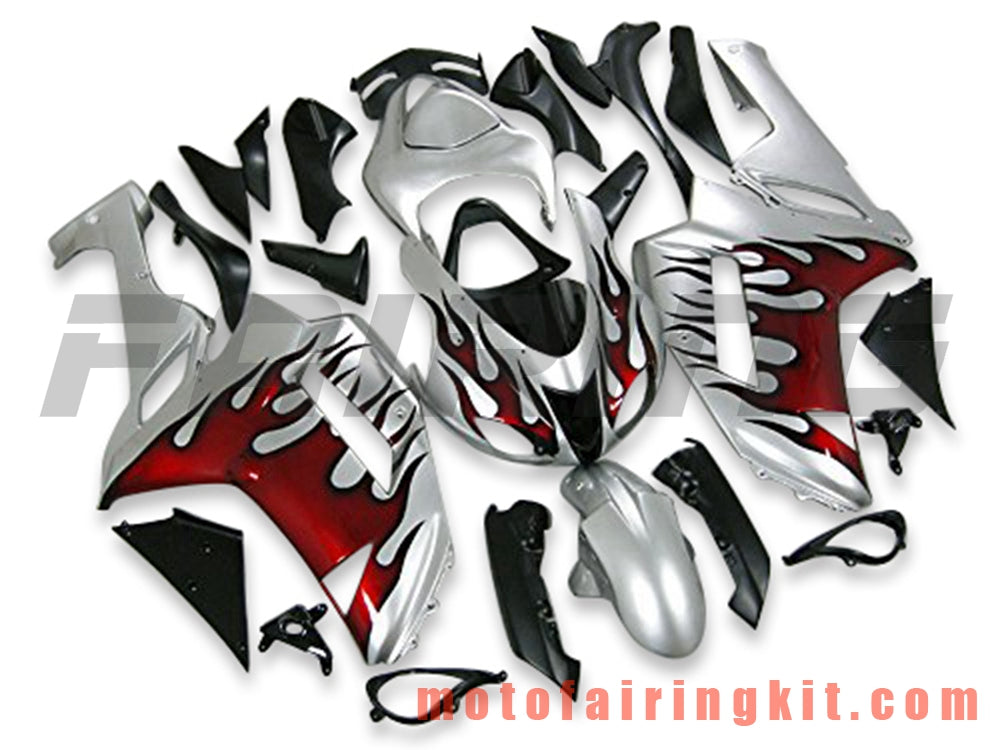 Fairing Kits Fit for ZX6R ZX-6R 636 2007 2008 ZX6R 636 07 08 Plastic ABS Injection Mold Complete Motorcycle Body Aftermarket Bodywork Frame (Silver & Red) B062