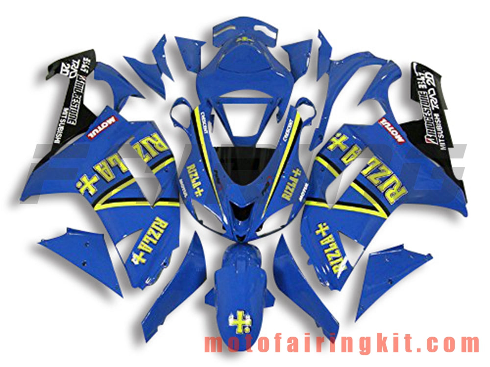 Kits de carenado aptos para ZX6R ZX-6R 636 2007 2008 ZX6R 636 07 08 Molde de inyección de plástico ABS Carrocería completa para motocicleta Marco de carrocería de posventa (azul y negro) B063