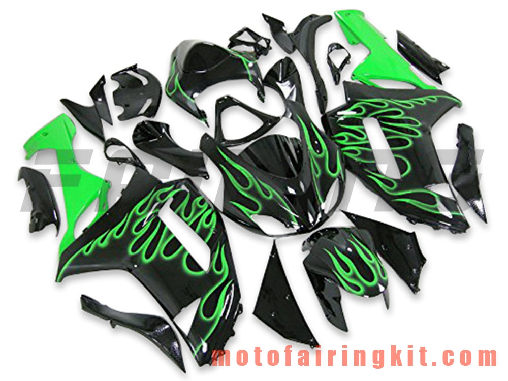 Fairing Kits Fit for ZX6R ZX-6R 636 2007 2008 ZX6R 636 07 08 Plastic ABS Injection Mold Complete Motorcycle Body Aftermarket Bodywork Frame (Green & Black) B064