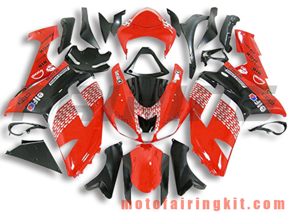 Fairing Kits Fit for ZX6R ZX-6R 636 2007 2008 ZX6R 636 07 08 Plastic ABS Injection Mold Complete Motorcycle Body Aftermarket Bodywork Frame (Red & Black) B065