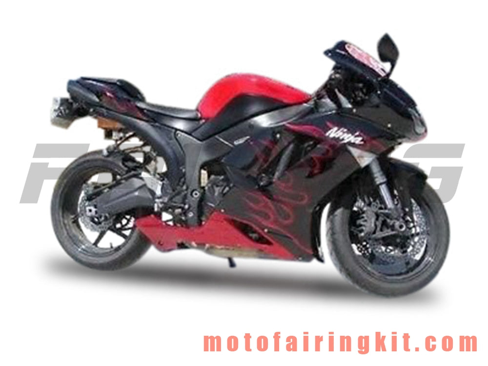 Kits de carenado aptos para ZX6R ZX-6R 636 2007 2008 ZX6R 636 07 08 Molde de inyección de plástico ABS Carrocería completa para motocicleta Marco de carrocería de posventa (negro y rojo) B069