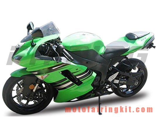 Kits de carenado aptos para ZX6R ZX-6R 636 2007 2008 ZX6R 636 07 08 Molde de inyección de plástico ABS Carrocería completa para motocicleta Marco de carrocería de posventa (verde y negro) B071