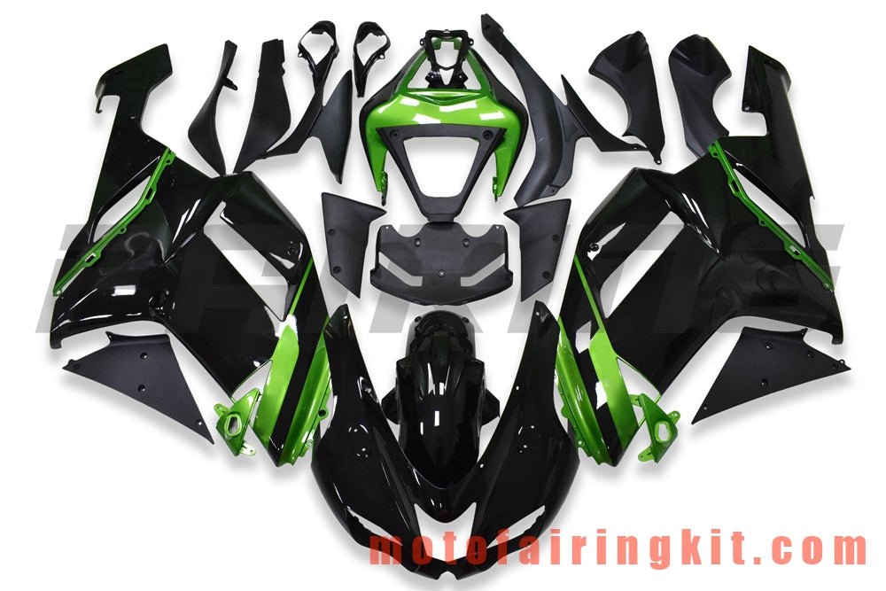 フェアリングキット ZX6R ZX-6R 636 2007 2008 ZX6R 636 07 08 プラスチック ABS 射出成形 完全なオートバイボディ アフターマーケットボディワークフレーム (ブラック &amp; グリーン) B072