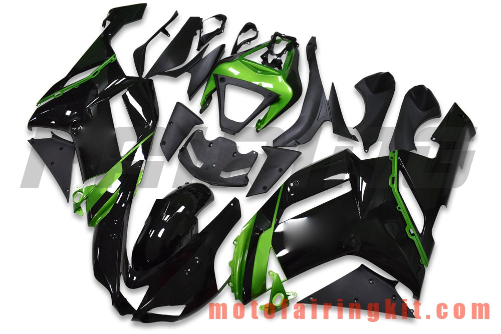 フェアリングキット ZX6R ZX-6R 636 2007 2008 ZX6R 636 07 08 プラスチック ABS 射出成形 完全なオートバイボディ アフターマーケットボディワークフレーム (ブラック &amp; グリーン) B072