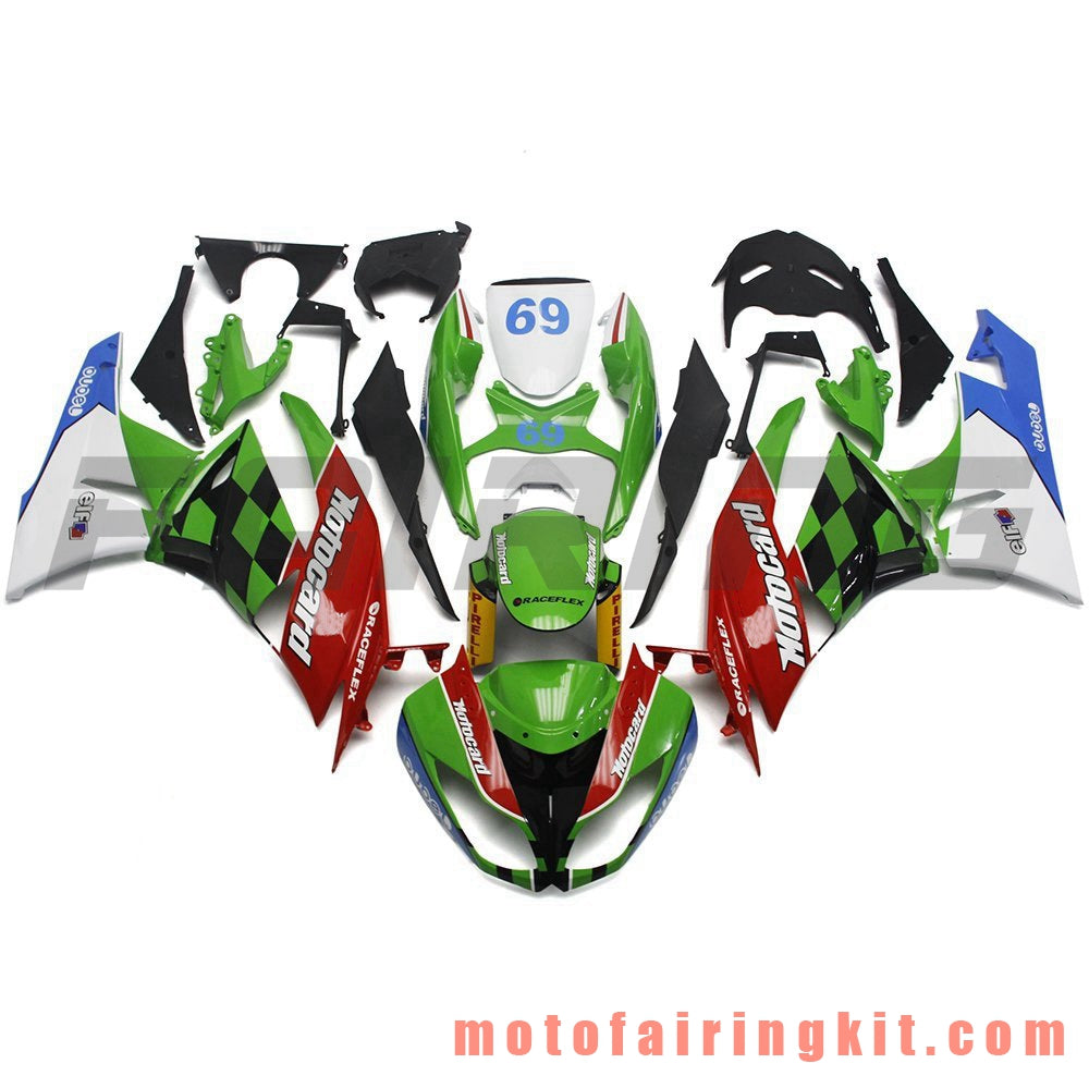 Fairing Kits Fit for ZX6R ZX-6R 636 2009 2010 2011 2012 09 10 11 12 Plastic ABS Injection Mold Complete Motorcycle Body Aftermarket Bodywork Frame (Green & Red) B003