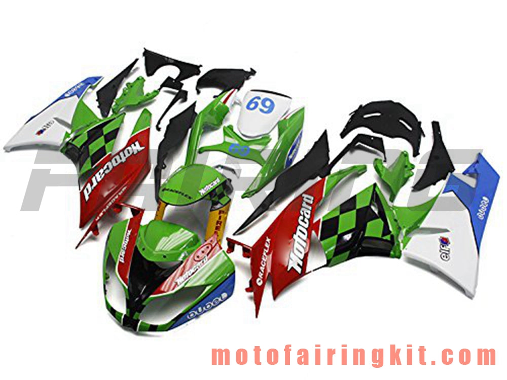 Fairing Kits Fit for ZX6R ZX-6R 636 2009 2010 2011 2012 09 10 11 12 Plastic ABS Injection Mold Complete Motorcycle Body Aftermarket Bodywork Frame (Green & Red) B003