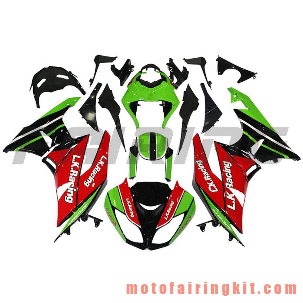 Fairing Kits Fit for ZX6R ZX-6R 636 2009 2010 2011 2012 09 10 11 12 Plastic ABS Injection Mold Complete Motorcycle Body Aftermarket Bodywork Frame (Red & Green) B004