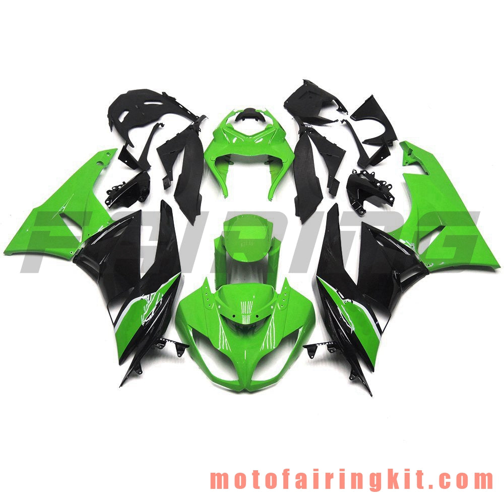 Fairing Kits Fit for ZX6R ZX-6R 636 2009 2010 2011 2012 09 10 11 12 Plastic ABS Injection Mold Complete Motorcycle Body Aftermarket Bodywork Frame (Green & Black) B005