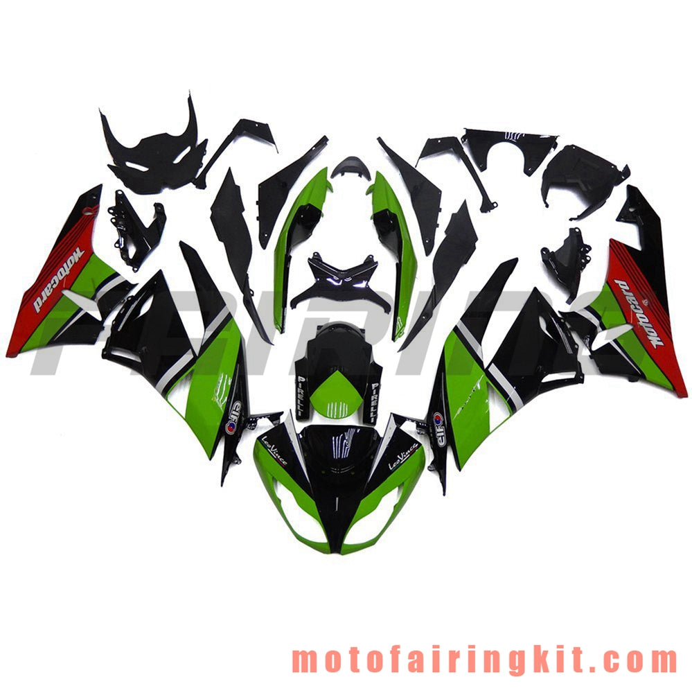 Fairing Kits Fit for ZX6R ZX-6R 636 2009 2010 2011 2012 09 10 11 12 Plastic ABS Injection Mold Complete Motorcycle Body Aftermarket Bodywork Frame (Green & Black) B006