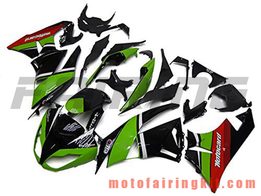 Fairing Kits Fit for ZX6R ZX-6R 636 2009 2010 2011 2012 09 10 11 12 Plastic ABS Injection Mold Complete Motorcycle Body Aftermarket Bodywork Frame (Green & Black) B006