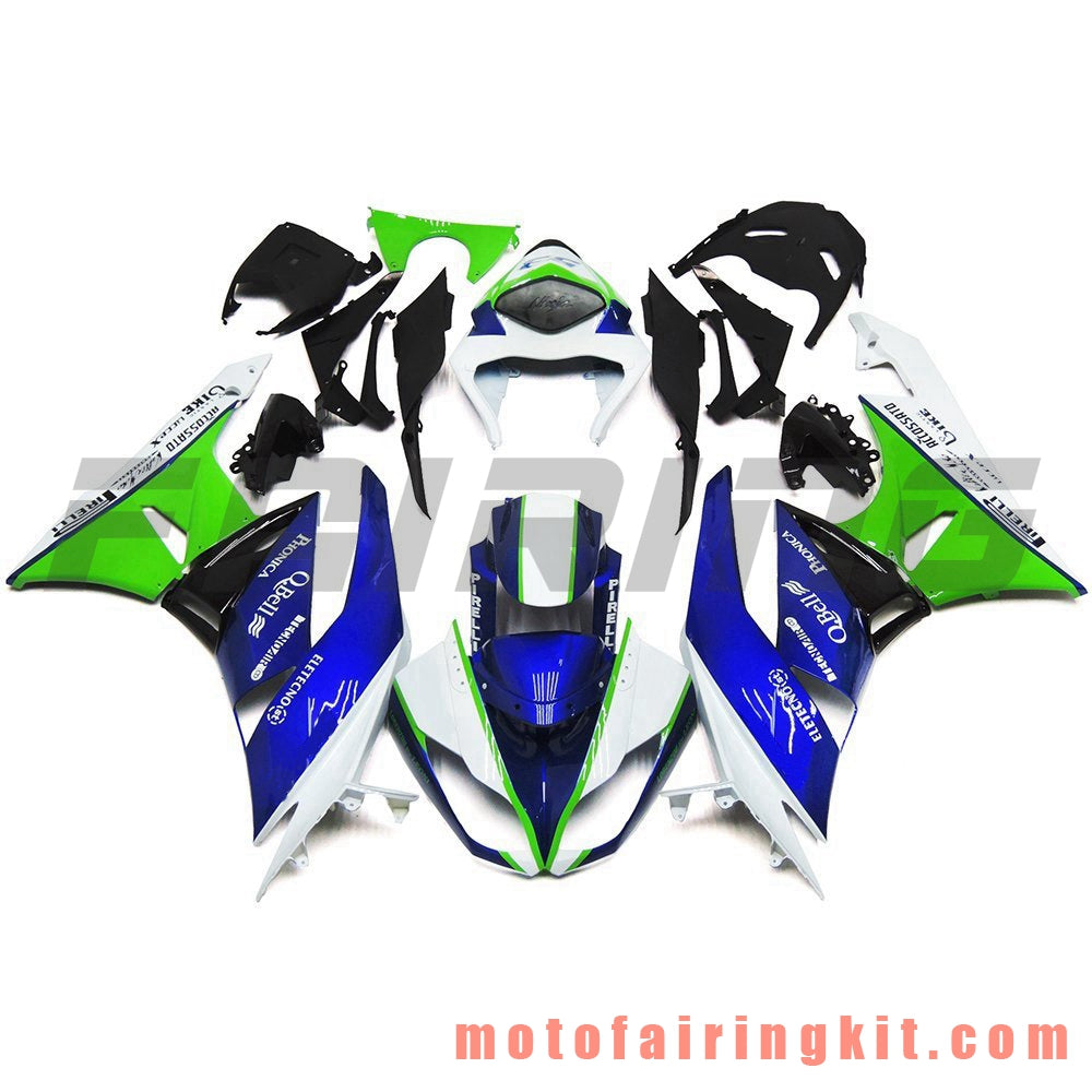 Fairing Kits Fit for ZX6R ZX-6R 636 2009 2010 2011 2012 09 10 11 12 Plastic ABS Injection Mold Complete Motorcycle Body Aftermarket Bodywork Frame (Green & Blue) B009