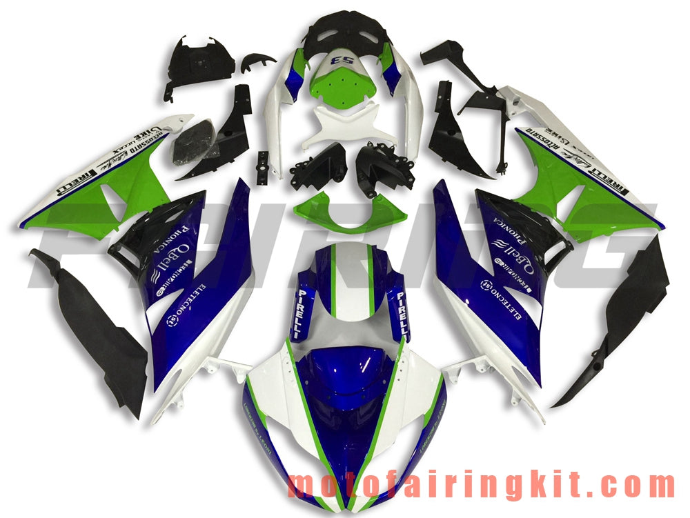 フェアリングキット ZX6R ZX-6R 636 2009 2010 2011 2012 09 10 11 12 プラスチック ABS 射出成型 完全なオートバイボディ アフターマーケットボディワークフレーム (グリーン &amp; ブルー) B015