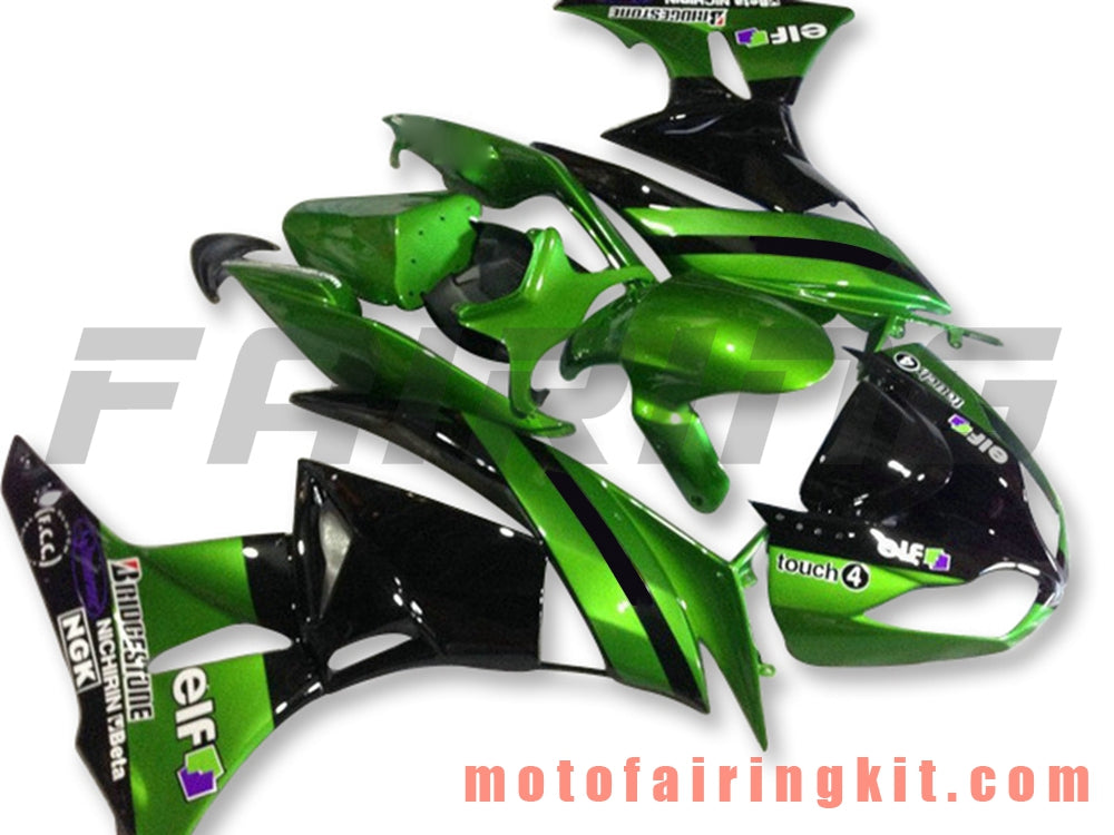 Fairing Kits Fit for ZX6R ZX-6R 636 2009 2010 2011 2012 09 10 11 12 Plastic ABS Injection Mold Complete Motorcycle Body Aftermarket Bodywork Frame (Green & Black) B018