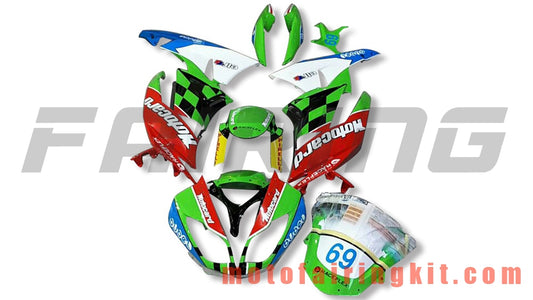 Fairing Kits Fit for ZX6R ZX-6R 636 2009 2010 2011 2012 09 10 11 12 Plastic ABS Injection Mold Complete Motorcycle Body Aftermarket Bodywork Frame (Green & White) B024