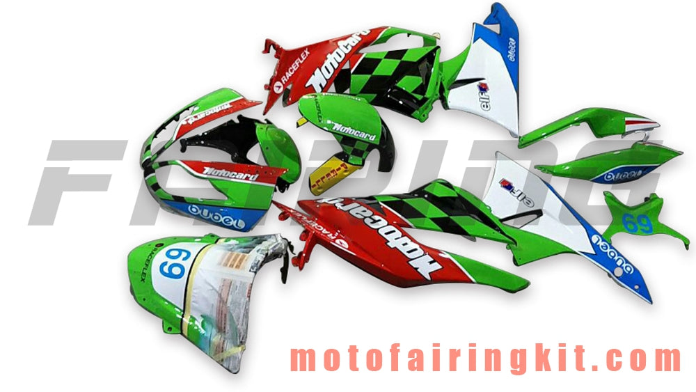 Fairing Kits Fit for ZX6R ZX-6R 636 2009 2010 2011 2012 09 10 11 12 Plastic ABS Injection Mold Complete Motorcycle Body Aftermarket Bodywork Frame (Green & White) B024