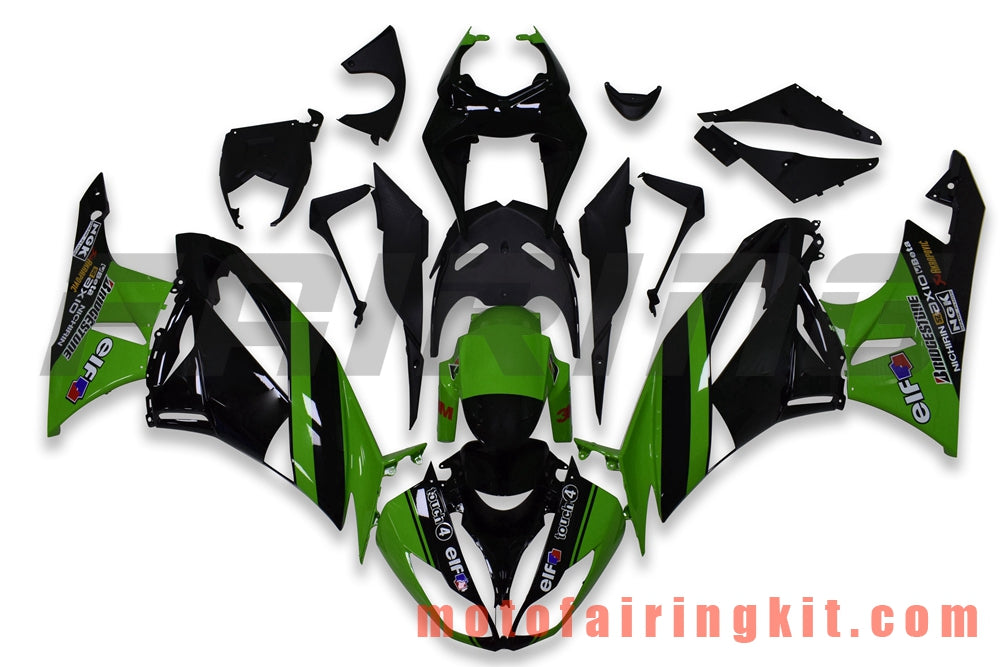 Fairing Kits Fit for ZX6R ZX-6R 636 2009 2010 2011 2012 09 10 11 12 Plastic ABS Injection Mold Complete Motorcycle Body Aftermarket Bodywork Frame (Green & Black) B025