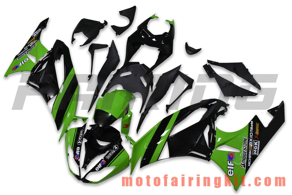 Fairing Kits Fit for ZX6R ZX-6R 636 2009 2010 2011 2012 09 10 11 12 Plastic ABS Injection Mold Complete Motorcycle Body Aftermarket Bodywork Frame (Green & Black) B025