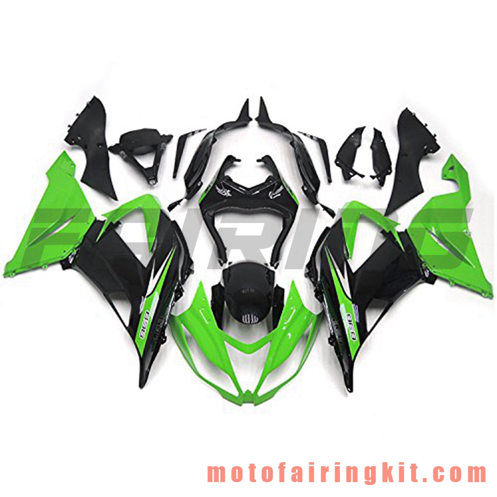 Fairing Kits Fit for ZX6R ZX-6R 636 2013 2014 2015 2016 2017 2018 Plastic ABS Injection Mold Complete Motorcycle Body Aftermarket Bodywork Frame (Black & Green) B003