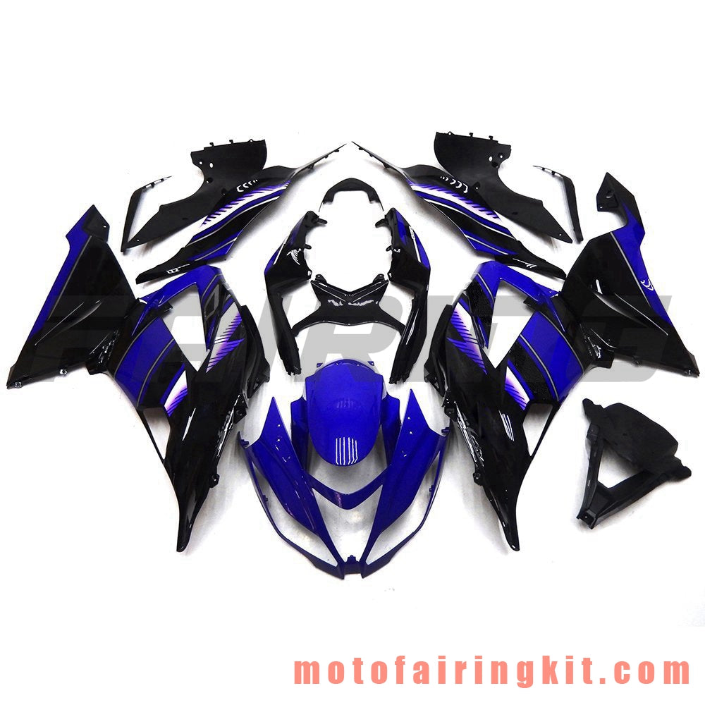 Fairing Kits Fit for ZX6R ZX-6R 636 2013 2014 2015 2016 2017 2018 Plastic ABS Injection Mold Complete Motorcycle Body Aftermarket Bodywork Frame (Blue & Black) B004