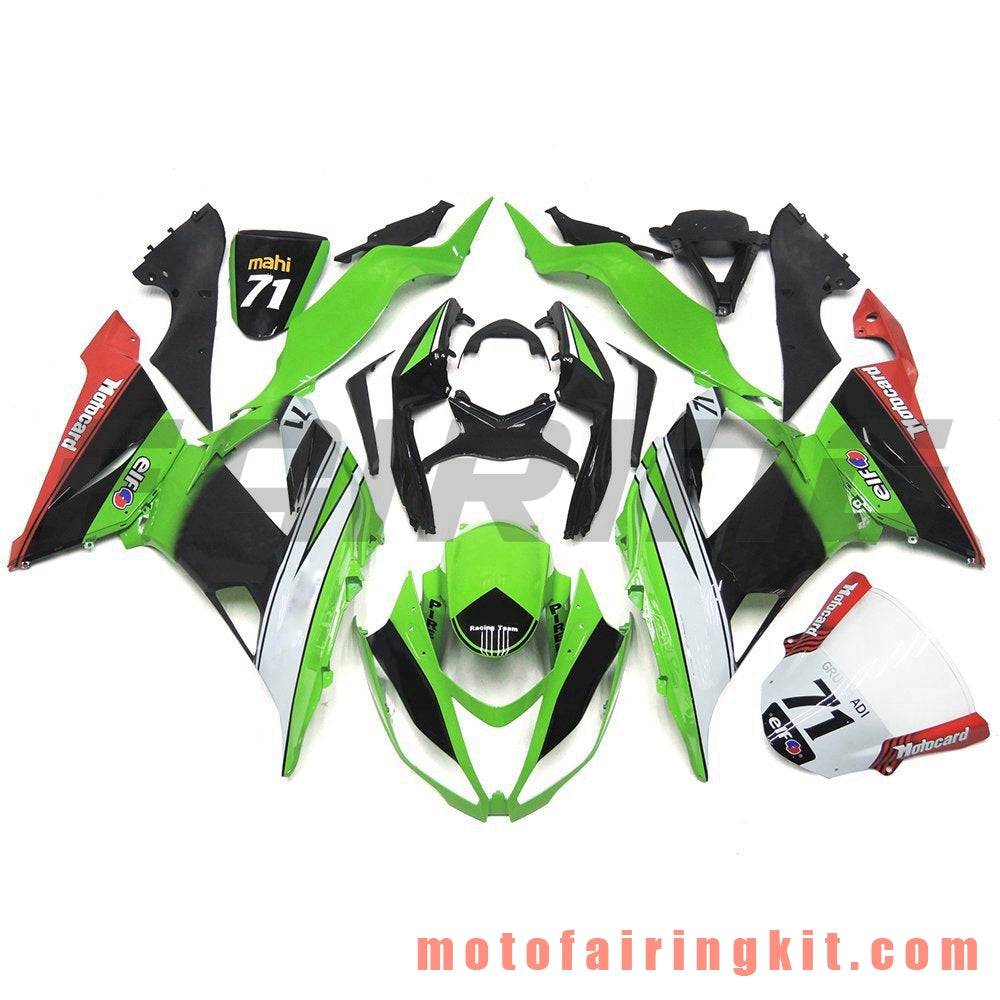 Kits de carenado aptos para ZX6R ZX-6R 636 2013 2014 2015 2016 2017 2018 Molde de inyección de plástico ABS Carrocería completa para motocicleta Marco de carrocería de posventa (verde y negro) B008