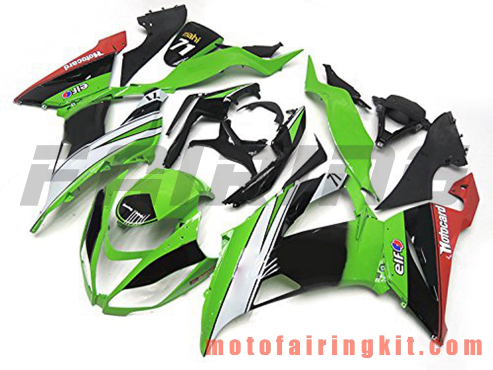 Kits de carenado aptos para ZX6R ZX-6R 636 2013 2014 2015 2016 2017 2018 Molde de inyección de plástico ABS Carrocería completa para motocicleta Marco de carrocería de posventa (verde y negro) B008