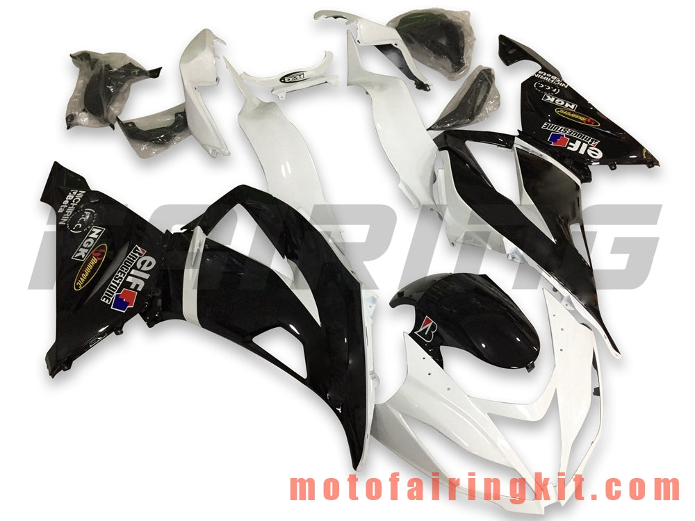 Fairing Kits Fit for ZX6R ZX-6R 636 2013 2014 2015 2016 2017 2018 Plastic ABS Injection Mold Complete Motorcycle Body Aftermarket Bodywork Frame (Black & White) B011