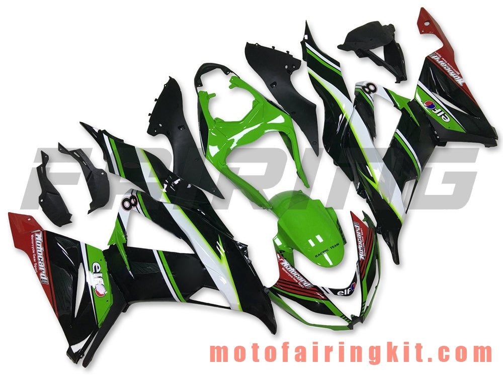 フェアリングキット ZX6R ZX-6R 636 2013 2014 2015 2016 2017 2018 プラスチック ABS 射出成形 完全なオートバイボディ アフターマーケットボディワークフレーム (ブラック &amp; グリーン) B020