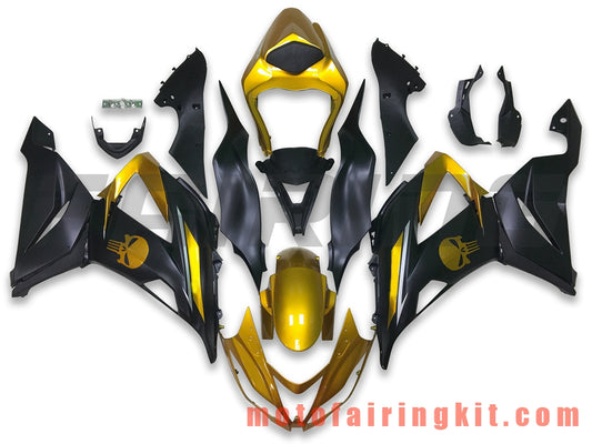 Fairing Kits Fit for ZX6R ZX-6R 636 2013 2014 2015 2016 2017 2018 Plastic ABS Injection Mold Complete Motorcycle Body Aftermarket Bodywork Frame (Black & Gold) B021