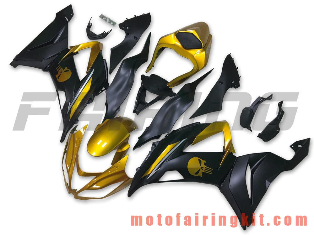 Fairing Kits Fit for ZX6R ZX-6R 636 2013 2014 2015 2016 2017 2018 Plastic ABS Injection Mold Complete Motorcycle Body Aftermarket Bodywork Frame (Black & Gold) B021