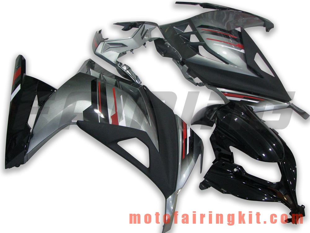 Fairing Kits Fit for EX300R ZX300R 2013 2014 2015 2016 2017 EX300R ZX300R Plastic ABS Injection Mold Complete Motorcycle Body Aftermarket Bodywork Frame (Silver & Black) B002