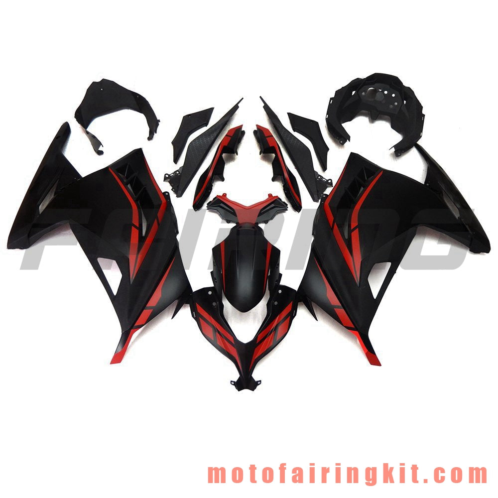 Fairing Kits Fit for EX300R ZX300R 2013 2014 2015 2016 2017 EX300R ZX300R Plastic ABS Injection Mold Complete Motorcycle Body Aftermarket Bodywork Frame (Black & Red) B018