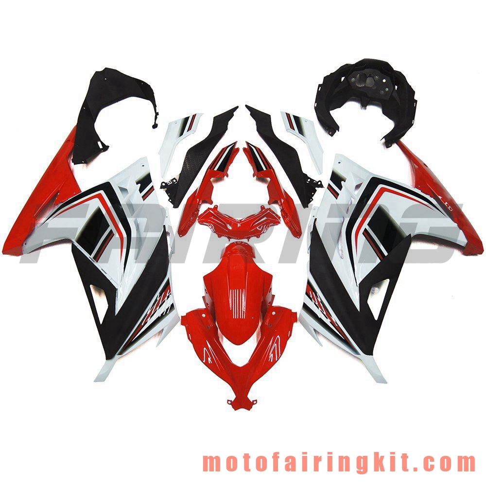 Fairing Kits Fit for EX300R ZX300R 2013 2014 2015 2016 2017 EX300R ZX300R Plastic ABS Injection Mold Complete Motorcycle Body Aftermarket Bodywork Frame (Red & White) B019