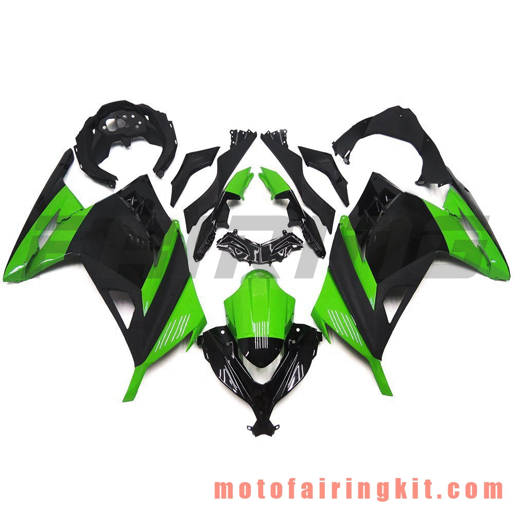 Fairing Kits Fit for EX300R ZX300R 2013 2014 2015 2016 2017 EX300R ZX300R Plastic ABS Injection Mold Complete Motorcycle Body Aftermarket Bodywork Frame (Green & Black) B020