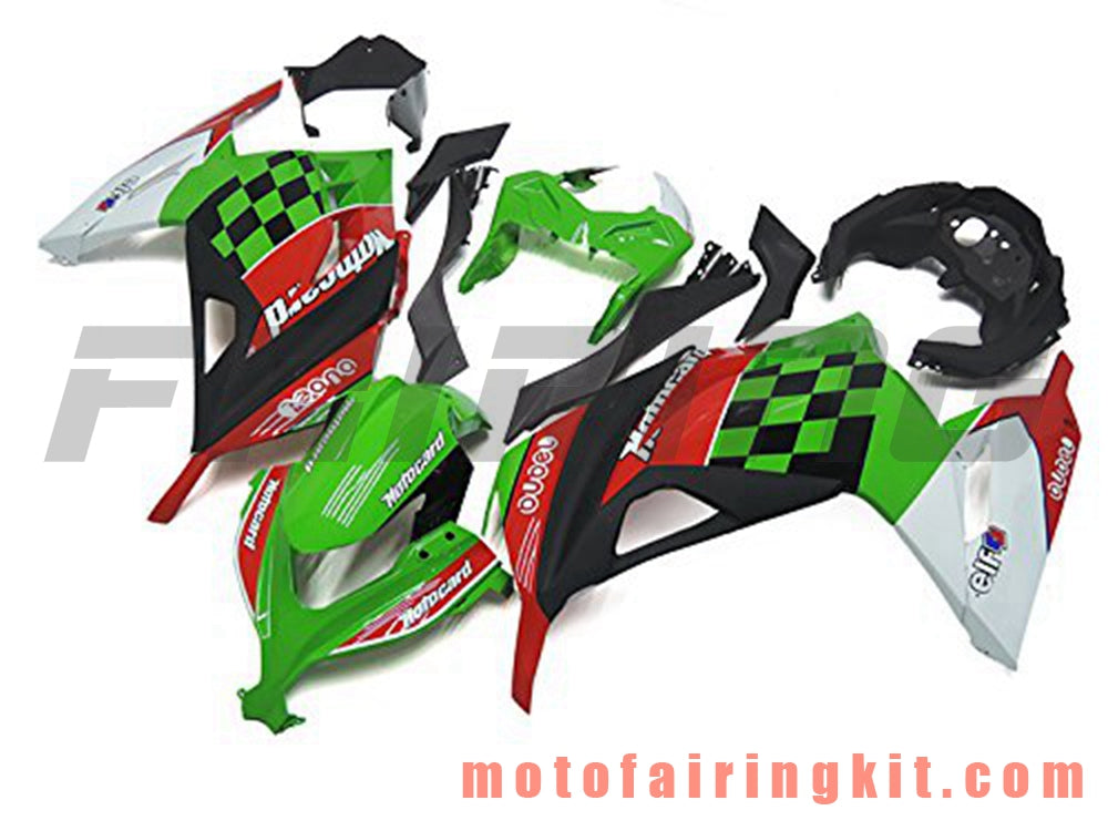 Fairing Kits Fit for EX300R ZX300R 2013 2014 2015 2016 2017 EX300R ZX300R Plastic ABS Injection Mold Complete Motorcycle Body Aftermarket Bodywork Frame (Green & Red) B021