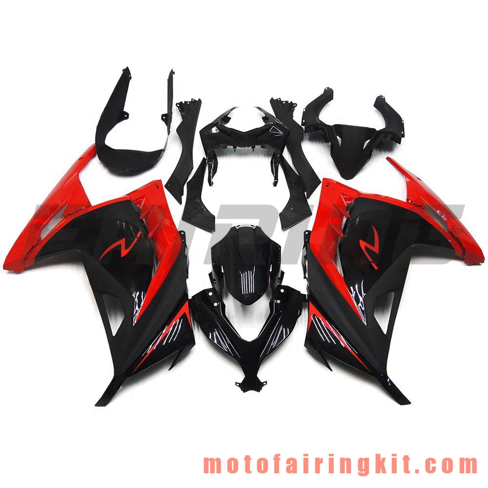 Fairing Kits Fit for EX300R ZX300R 2013 2014 2015 2016 2017 EX300R ZX300R Plastic ABS Injection Mold Complete Motorcycle Body Aftermarket Bodywork Frame (Black & Red) B025