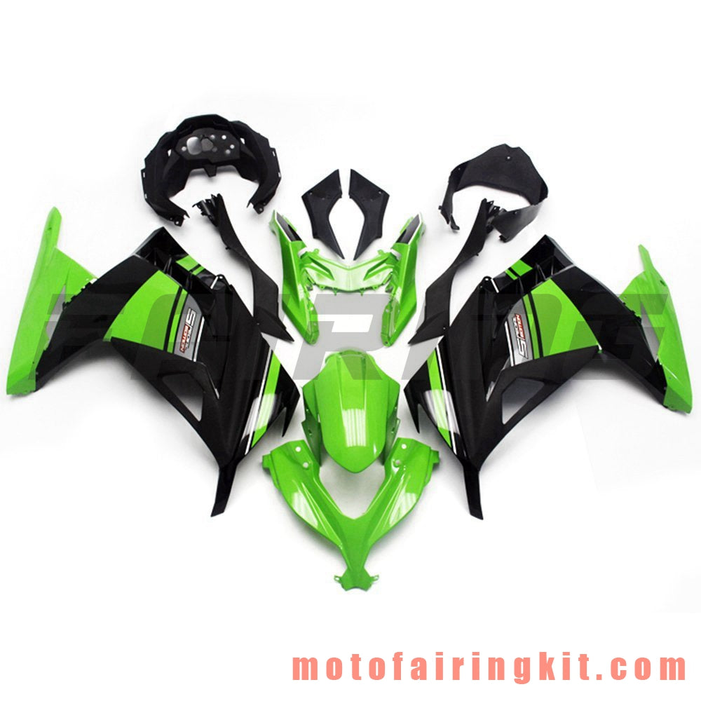 Fairing Kits Fit for EX300R ZX300R 2013 2014 2015 2016 2017 EX300R ZX300R Plastic ABS Injection Mold Complete Motorcycle Body Aftermarket Bodywork Frame (Green & Black) B027