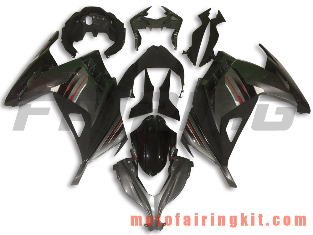 Fairing Kits Fit for EX300R ZX300R 2013 2014 2015 2016 2017 EX300R ZX300R Plastic ABS Injection Mold Complete Motorcycle Body Aftermarket Bodywork Frame (Black & Gray) B029