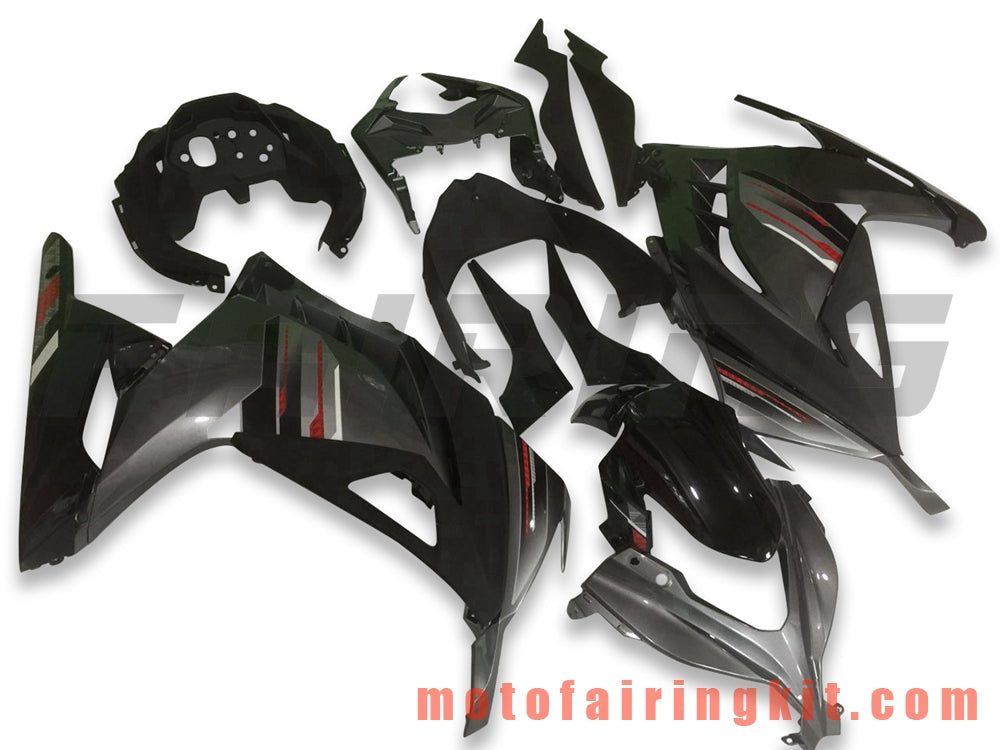 Fairing Kits Fit for EX300R ZX300R 2013 2014 2015 2016 2017 EX300R ZX300R Plastic ABS Injection Mold Complete Motorcycle Body Aftermarket Bodywork Frame (Black & Gray) B029