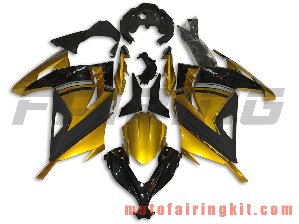 Fairing Kits Fit for EX300R ZX300R 2013 2014 2015 2016 2017 EX300R ZX300R Plastic ABS Injection Mold Complete Motorcycle Body Aftermarket Bodywork Frame (Gold & Black) B030