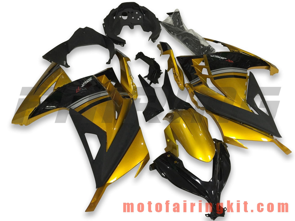 Fairing Kits Fit for EX300R ZX300R 2013 2014 2015 2016 2017 EX300R ZX300R Plastic ABS Injection Mold Complete Motorcycle Body Aftermarket Bodywork Frame (Gold & Black) B030