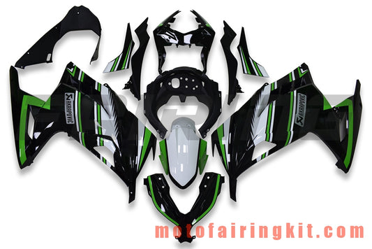 Fairing Kits Fit for EX300R ZX300R 2013 2014 2015 2016 2017 EX300R ZX300R Plastic ABS Injection Mold Complete Motorcycle Body Aftermarket Bodywork Frame (Black & Green) B040