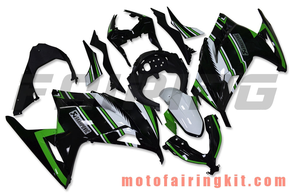 Fairing Kits Fit for EX300R ZX300R 2013 2014 2015 2016 2017 EX300R ZX300R Plastic ABS Injection Mold Complete Motorcycle Body Aftermarket Bodywork Frame (Black & Green) B040