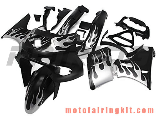 Fairing Kits Fit for ZZR400 1993 - 2007 93 94 95 96 97 98 99 02 03 04 05 06 07 Plastic ABS Injection Mold Complete Motorcycle Body Aftermarket Bodywork Frame (Black & Silver) B011