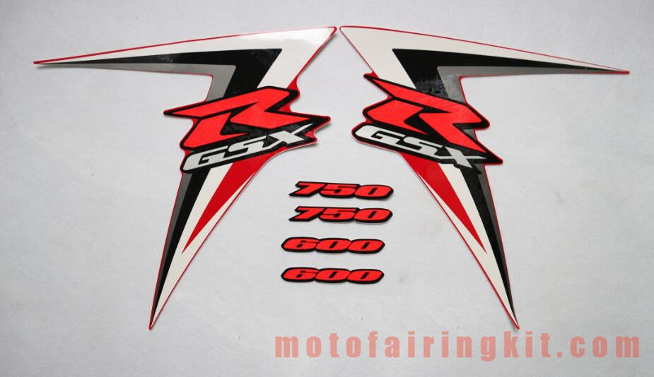 Motorcycle Decals Sticker for GSX-R750 GSX-R600 K6 2006 2007 GSXR 600 750 K6 06 07 Motorbike Racing Fairing Decal (Red & White)