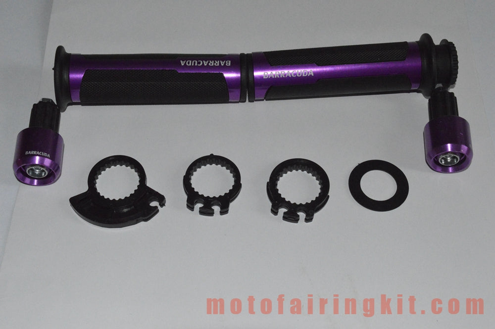 Generic Motorcycle 7/8 Inch Aluminum Rubber Handlebar Grips with Bar Ends Caps Plugs For The Bike Use Handlebars With An Inner Diameter Of 22mm (7/8 ")(Purple & Black)