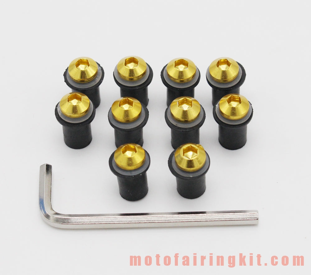 Generic Windshield Well nuts Bolts Screw Nut Motorcycle Anodized Aluminum Gold